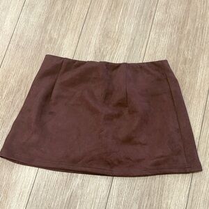 Elegant Brown Suede Skirt